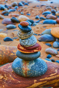 Close-up of stack of stones