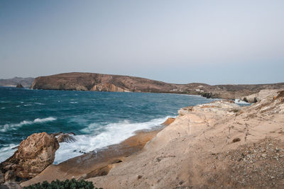 Windy sunset in milos island, cyclades, greece