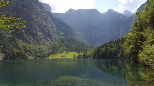 Scenic view of lake and mountains