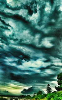 Scenic view of landscape against cloudy sky