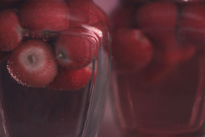 Close-up of strawberry in glass