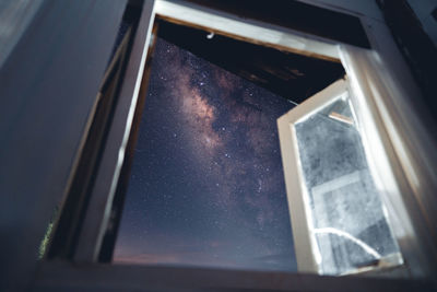 Low angle view of window at night