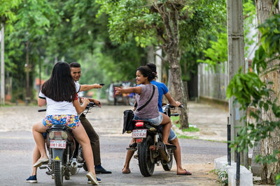 Woman riding bicycle