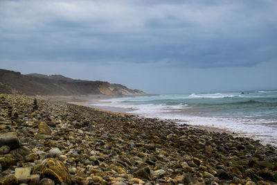 Scenic view of beach against sky