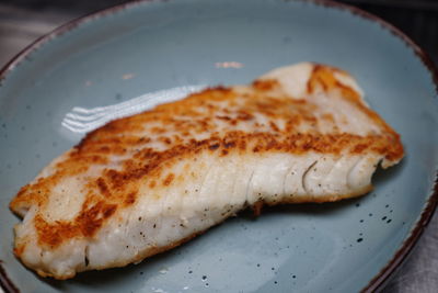 High angle view of bread in plate