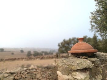 Rocks on land against clear sky