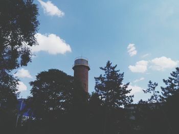 Low angle view of water tower against sky