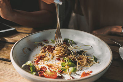 Close-up of food in bowl on table