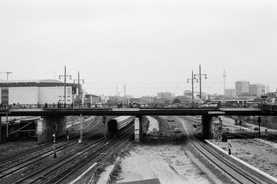 View of railway tracks against clear sky