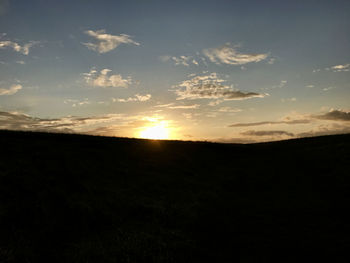 Scenic view of silhouette landscape against sky during sunset