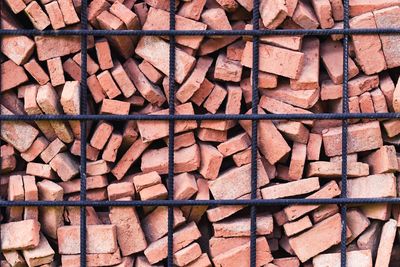 Stack of bricks .the walls are made of stone stacked on top of each other.