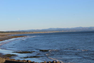 Scenic view of sea against clear sky