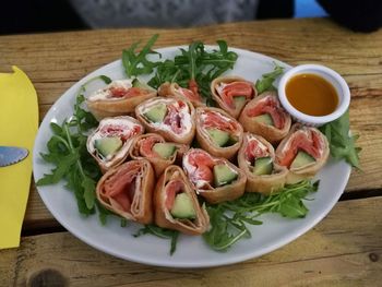 Close-up of food served in plate