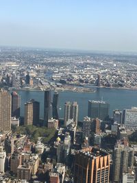 High angle view of buildings against sky in city