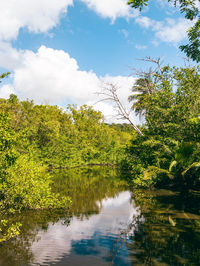 Scenic view of lake against sky