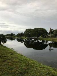 Scenic view of lake against sky