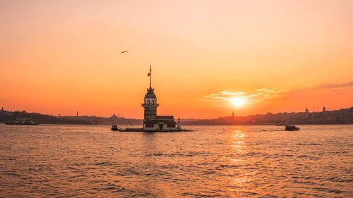 Scenic view of sea against sky during sunset