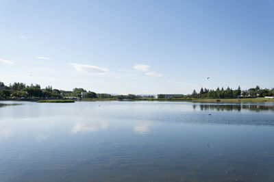 Scenic view of lake against sky