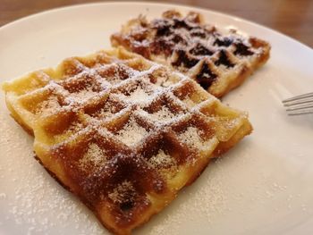 High angle view of dessert served in plate