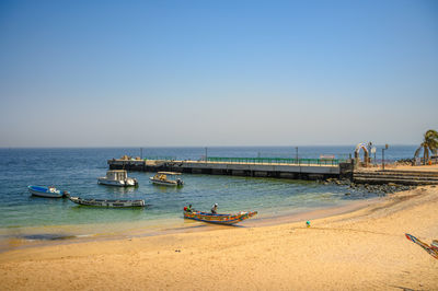 Scenic view of sea against clear sky