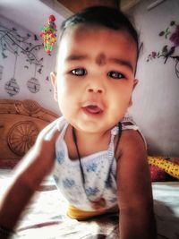 Portrait of cute girl at home