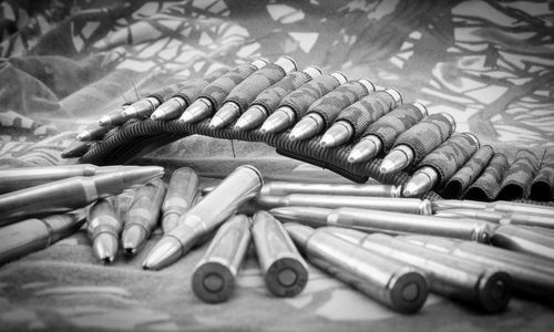 High angle view of tools on table