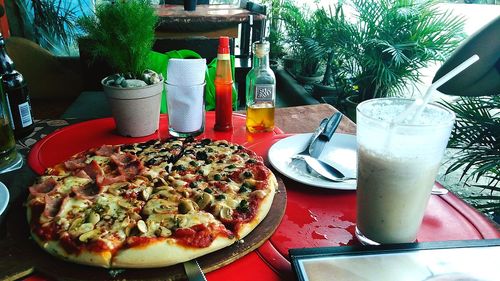 Food served on table