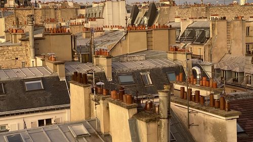 High angle view of buildings in paris