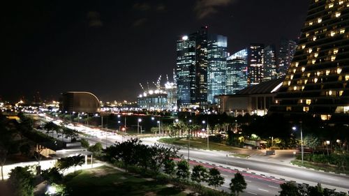 City lit up at night