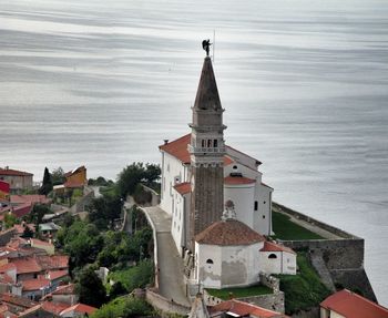 High angle view of townscape against buildings