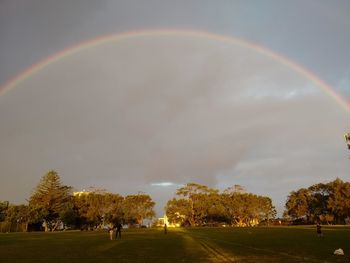 Scenic view of rainbow against sky