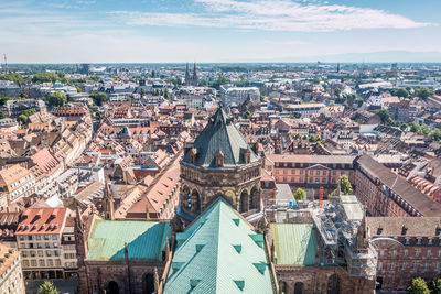 High angle view of townscape against sky