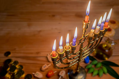 Close-up of illuminated candles