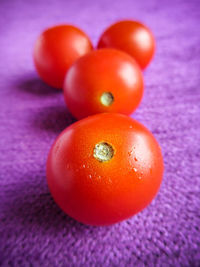 High angle view of tomatoes on table