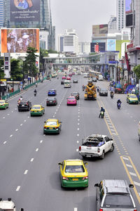 Traffic on road in city