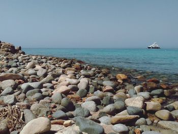 Scenic view of sea against clear sky
