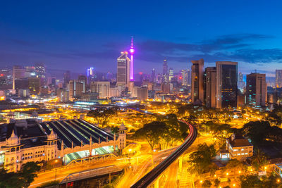 Illuminated cityscape at night