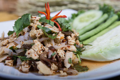 Close-up of food served in plate