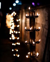 Close-up of illuminated candles