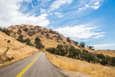 Road by mountain against sky