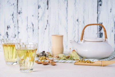 Close-up of drink in glass on table