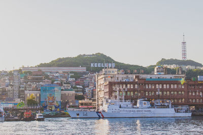 View of built structure in water