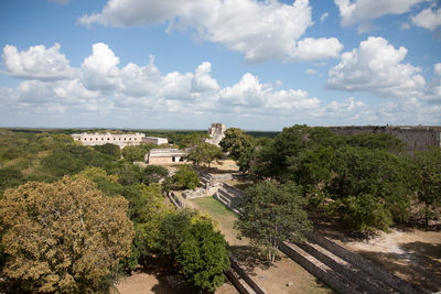 High angle view of castle against sky