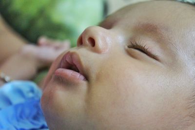 Close-up portrait of baby sleeping
