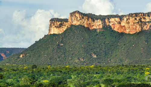 Low angle view of rock formation