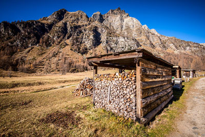 Stock up on firewood in mountain ossola valley italy