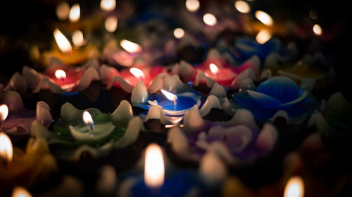 Close-up of illuminated candles