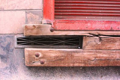 Close-up of rusty metal door