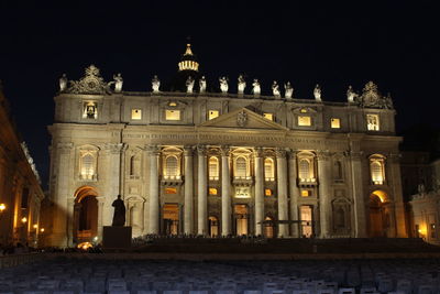 View of illuminated building at night