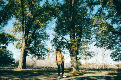 Man standing by tree on field